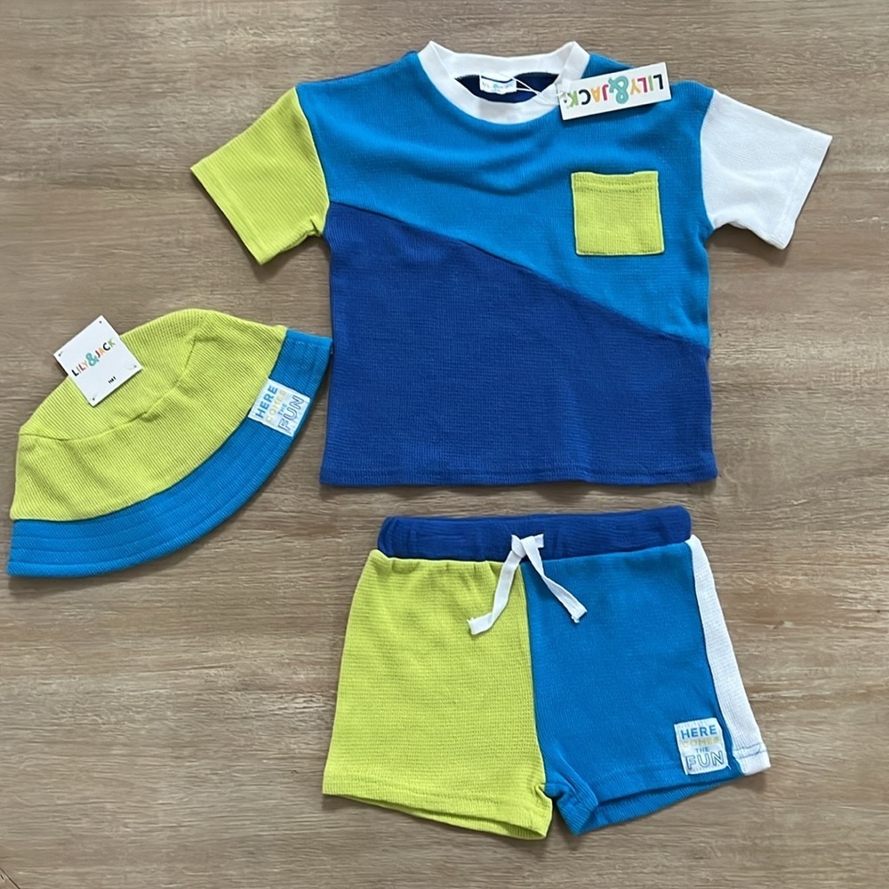Lily and Jack Toddler Boy Retro Color Block 3 Piece Set 9-12 18-24 months - Picture 4 of 4